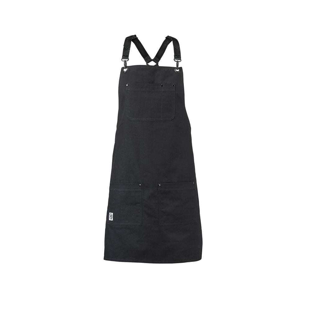 132-M63208BDBK Cross Back Bib Apron - 30 1/2" x 25", Cotton, Black