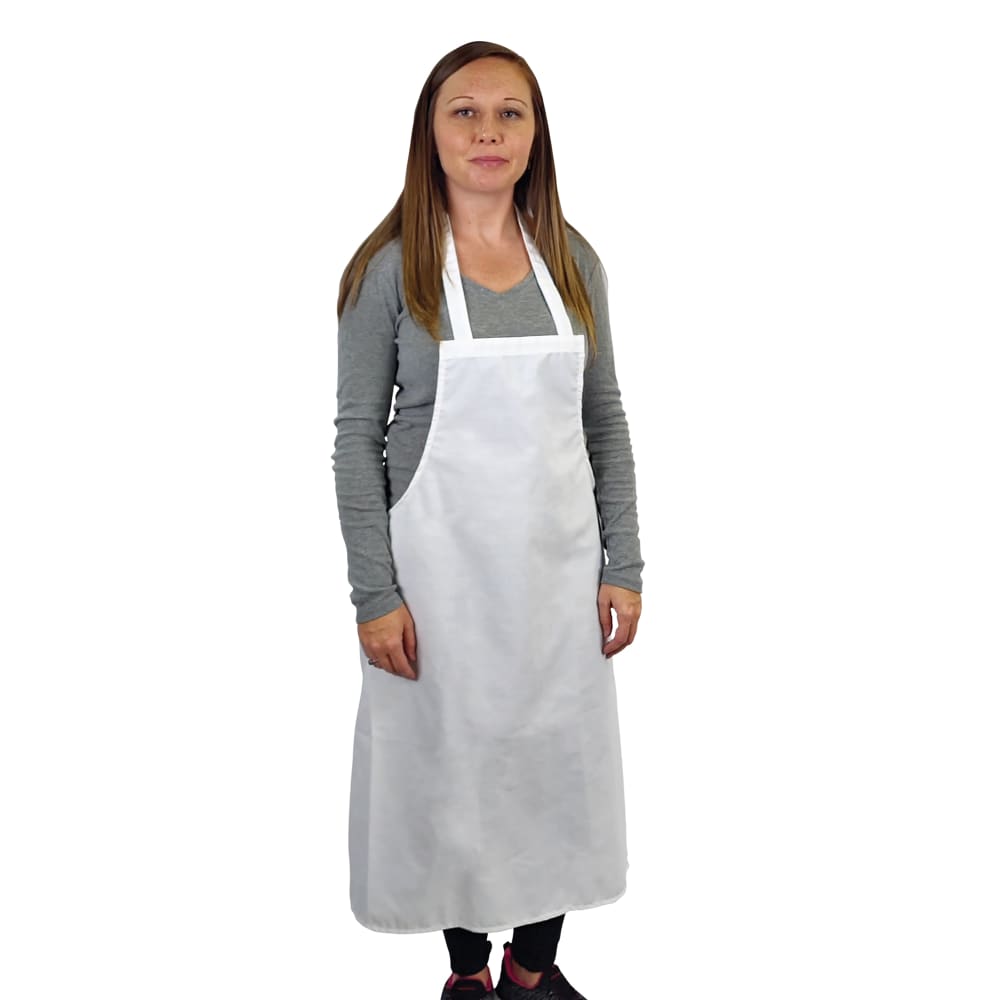 176-340WS Bib Apron - 36" x 36", Poly-Cotton, White