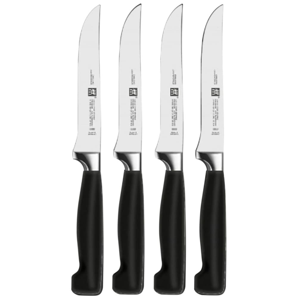 645-39190000 4 Piece Steak Knife Set w/ Black Polypropylene Handles, High Carbon Steel
