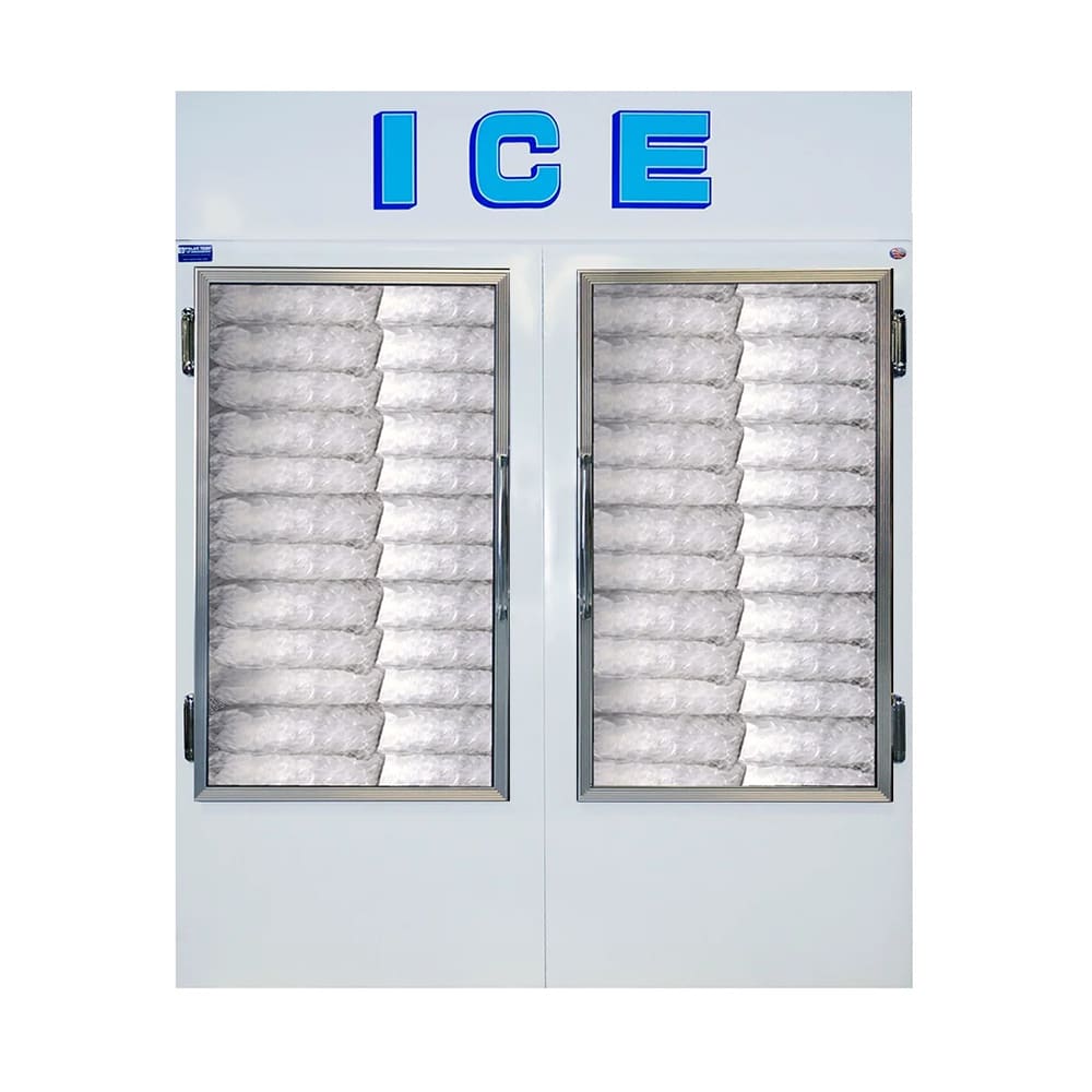 259-670CWGR290 62" Indoor Ice Merchandiser w/ (78) 20 lb Bag Capacity - Glass Doors, White,...