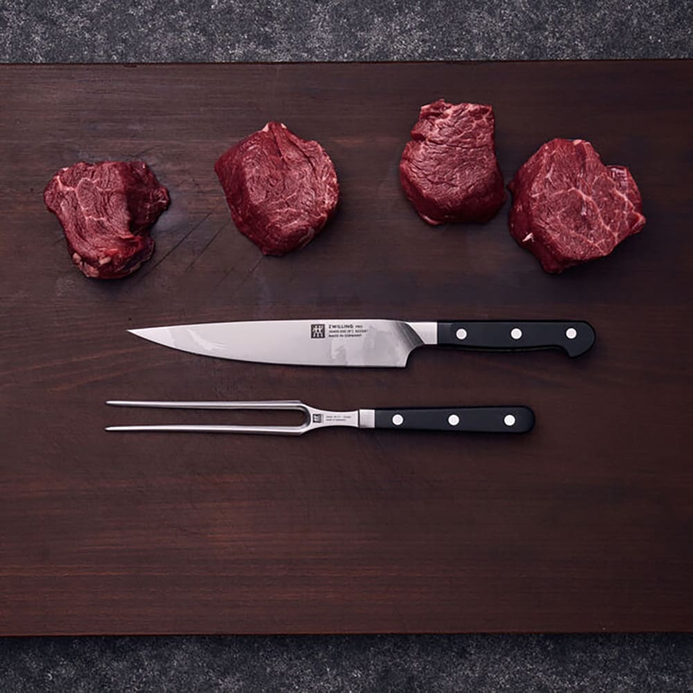 Zwilling 1002867 Carving Knife & Fork Set - High Carbon Stainless Steel, Black Plastic Handle - Thumbnail 2