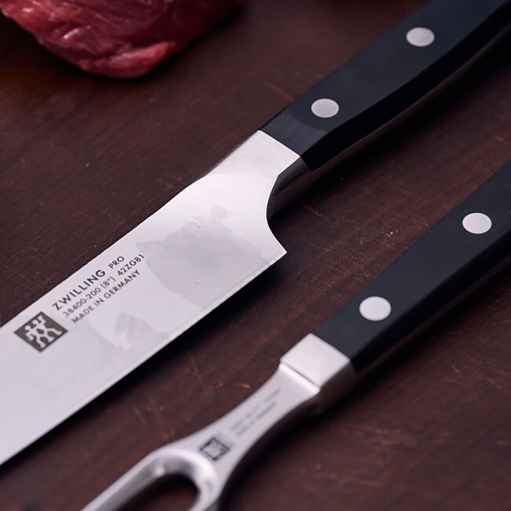 Zwilling 1002867 Carving Knife & Fork Set - High Carbon Stainless Steel, Black Plastic Handle - Thumbnail 4