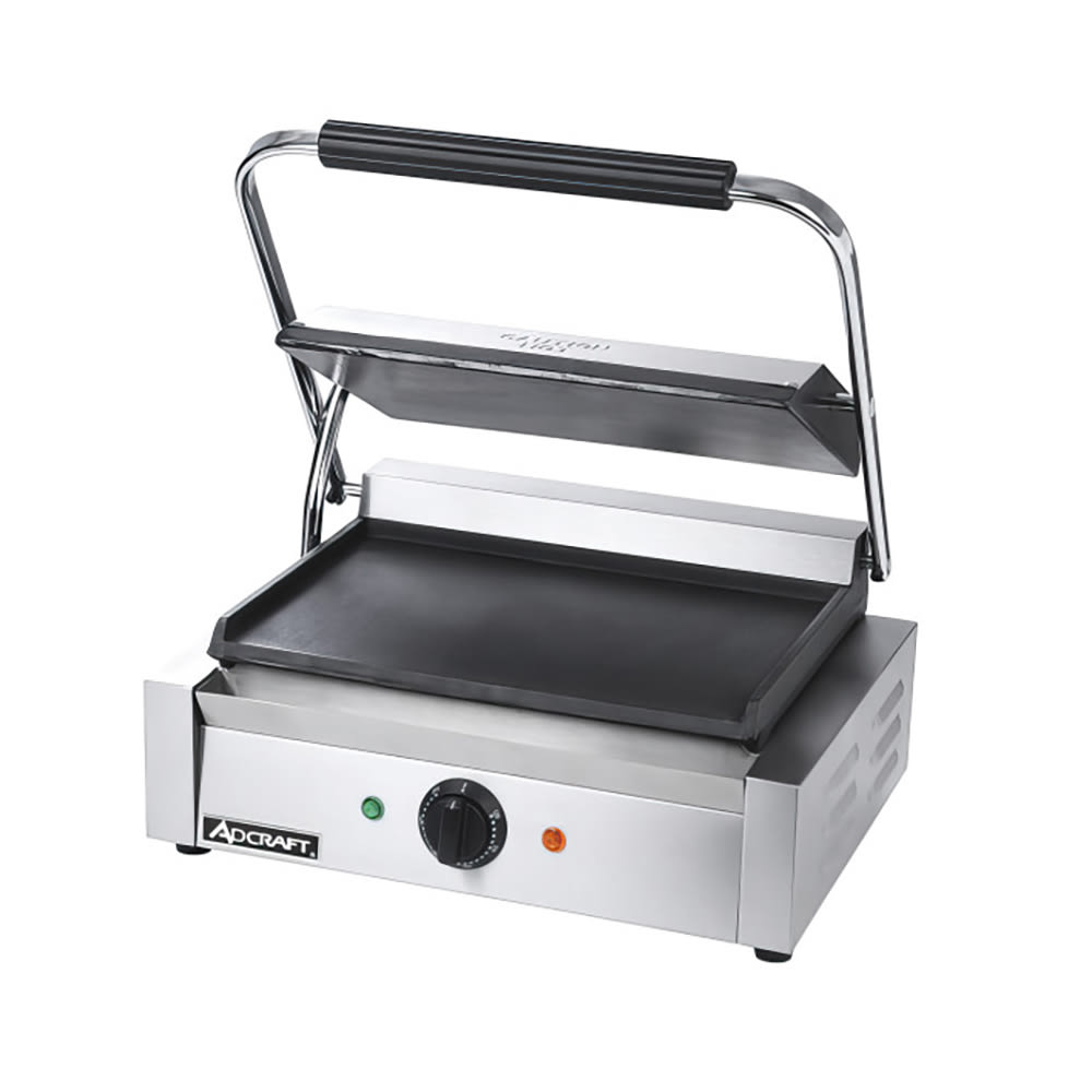 122-SG811EF Single Commercial Panini Press w/ Cast Iron Smooth Plates, 120v