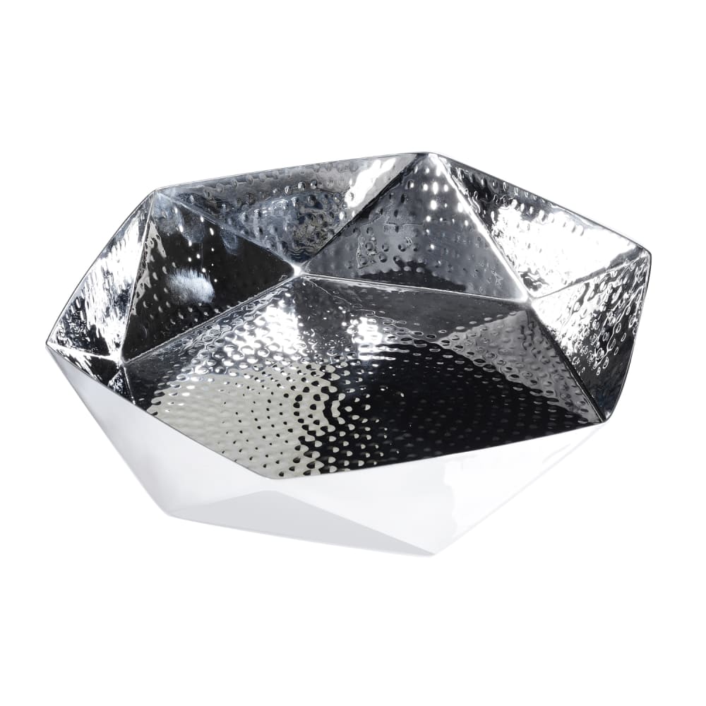969-9380 6" Hexagonal Bowl - Hammered Stainless Steel, Mirror Finish
