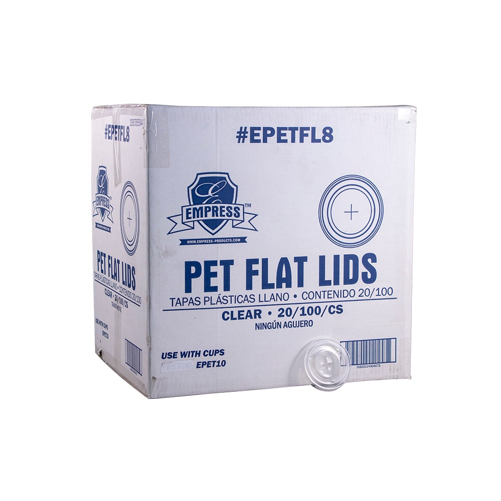538-EPETFL8 Flat Lid for 10 oz PET Cups - Plastic, Clear