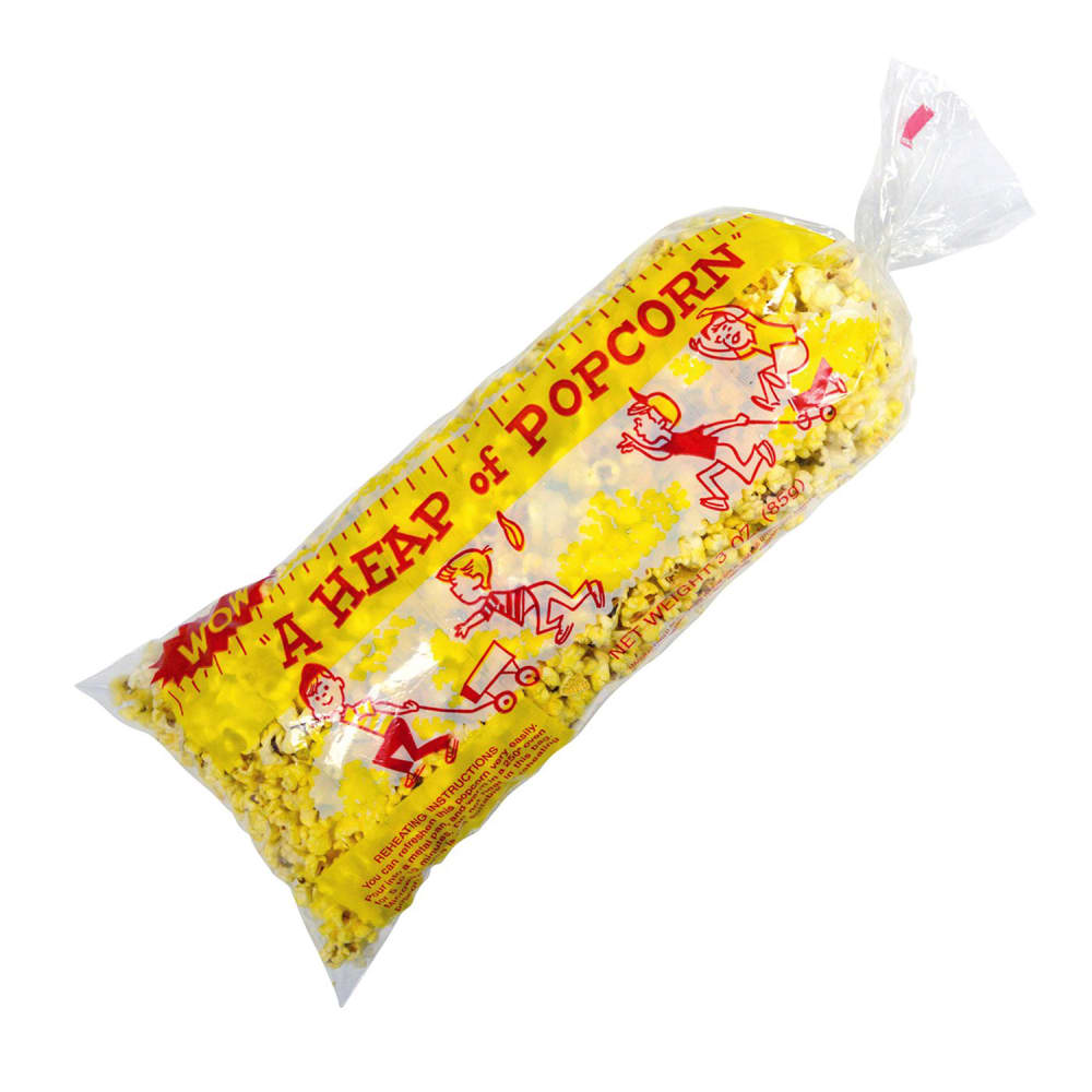 231-2079 30" Disposable Heap-O-Popcorn Bags w/ 6 1/2 oz Capacity, 1,000/Case