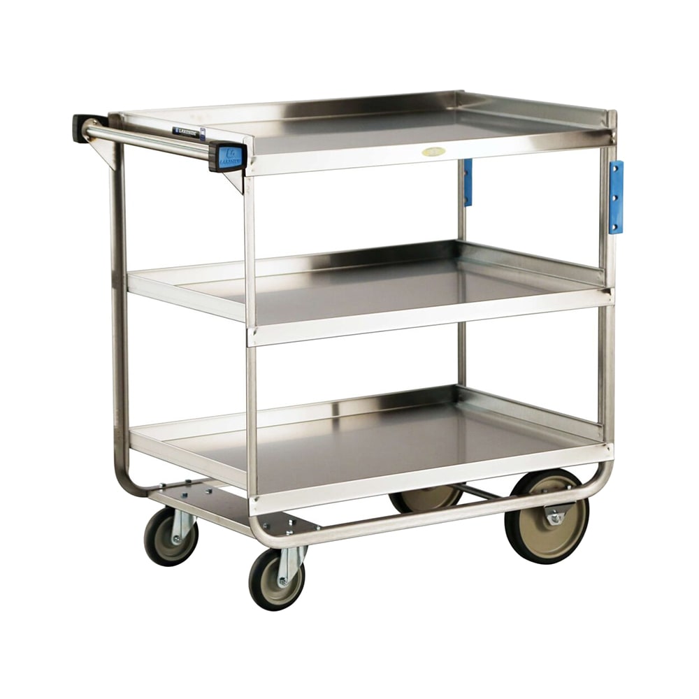 121-759 3 Level Stainless Utility Cart w/ 700 lb Capacity, Raised Ledges