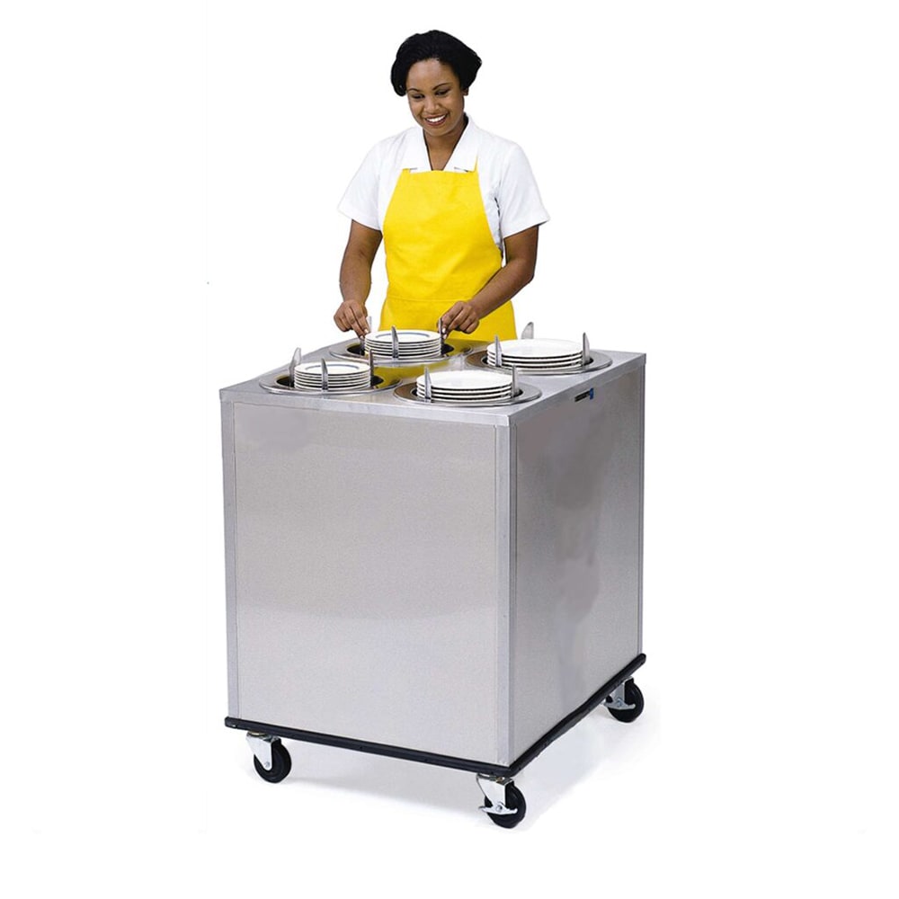 121-918 30 5/8" Mobile Dish Dispenser w/ (4) Columns, Stainless