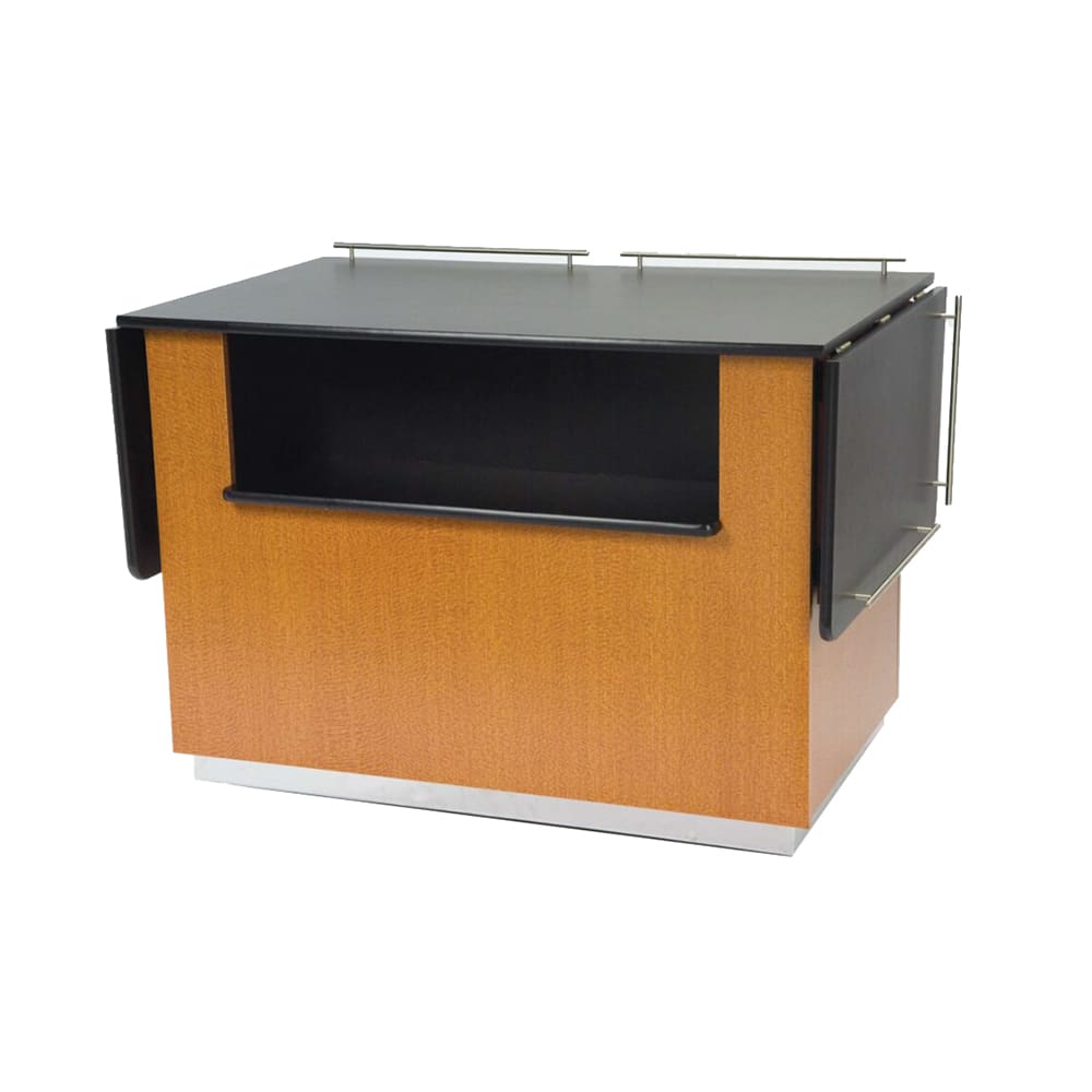 121-6855WAL 99" Breakout Mobile Serving Counter w/ Shelves & Laminate Top, Walnut
