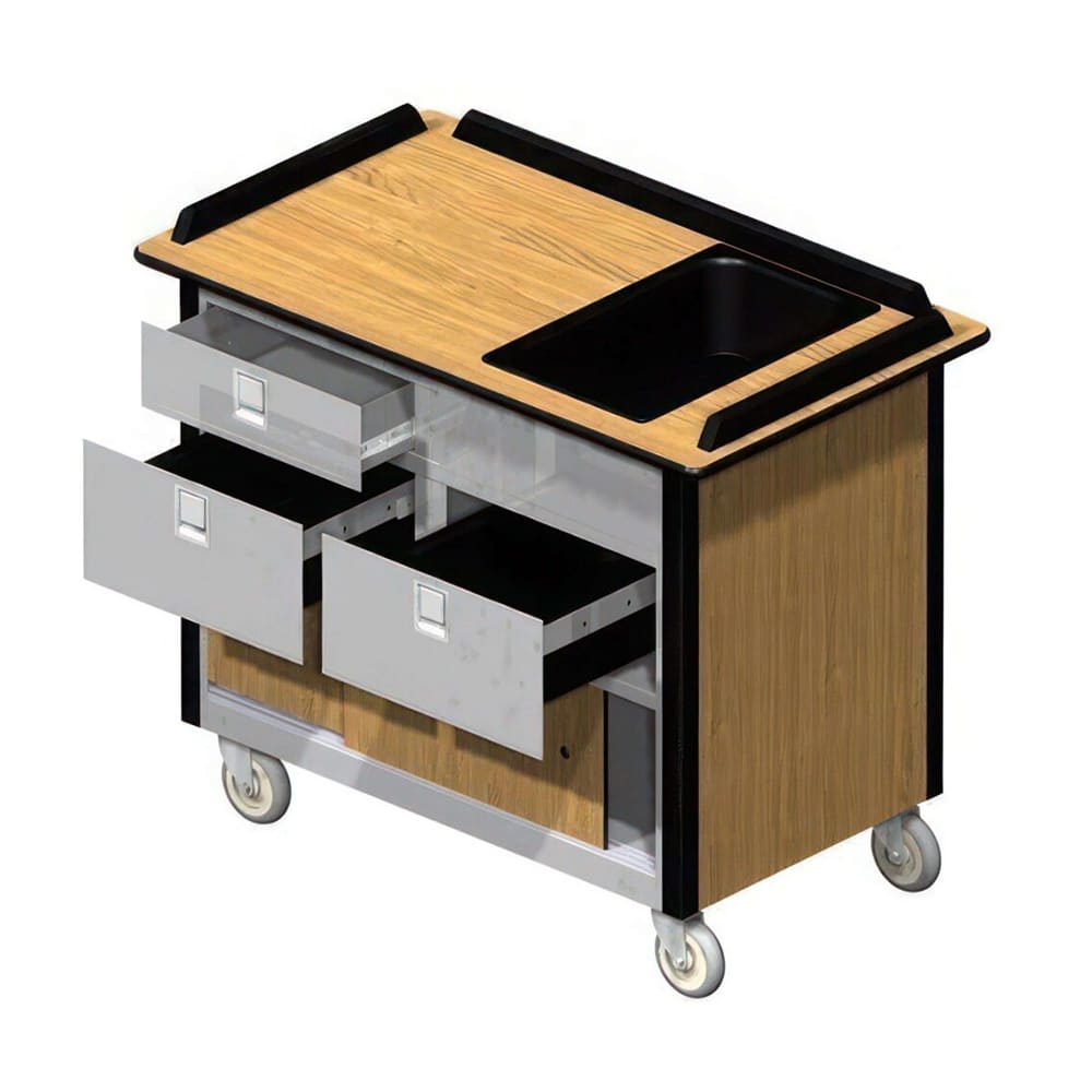 121-69030BEGSU Food Cart w/ Drawers, 44 1/2"L x 24 1/2"W x 37 3/4"H, Beige