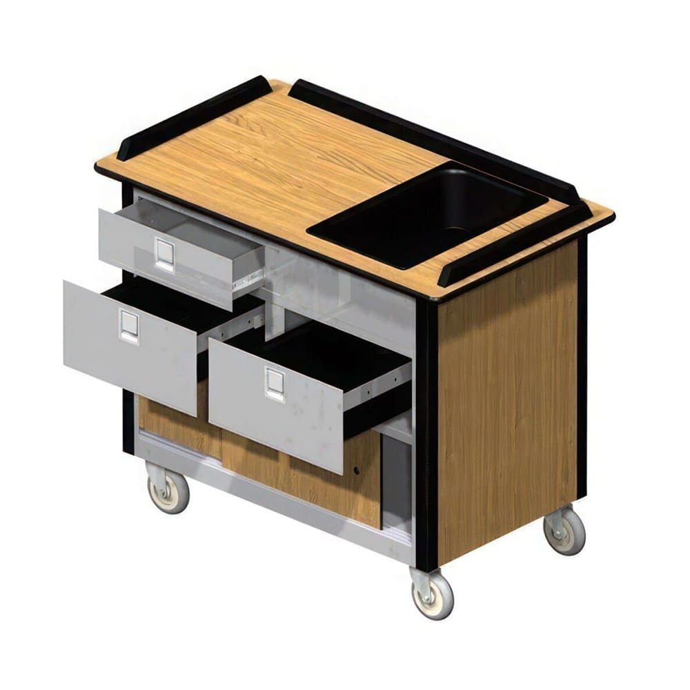 121-69030GRSAN Food Cart w/ Drawers, 44 1/2"L x 24 1/2"W x 37 3/4"H, Gray