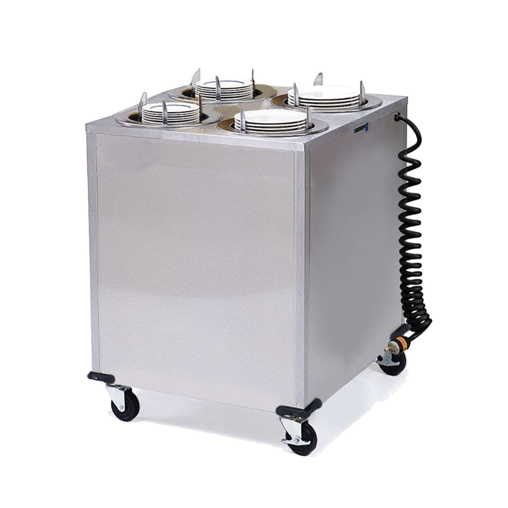 121-919208 30 5/8" Heated Mobile Dish Dispenser w/ (4) Columns - Stainless, 208v/1ph