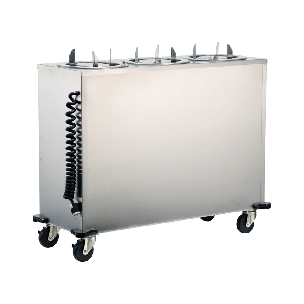 121-975220 51 13/16" Heated Mobile Dish Dispenser w/ (3) Columns - Stainless, 220v/1ph
