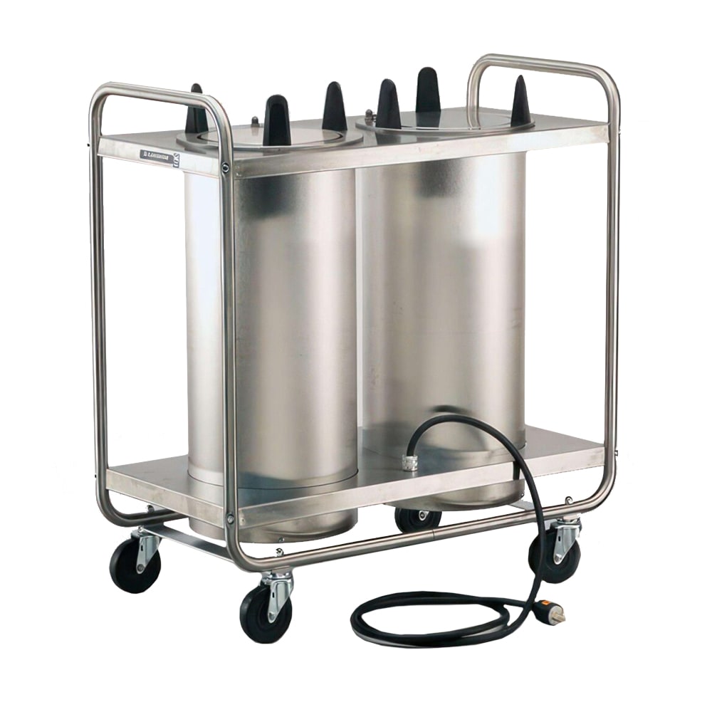 121-8210240 31" Heated Mobile Dish Dispenser w/ (2) Columns - Stainless, 240v/1ph