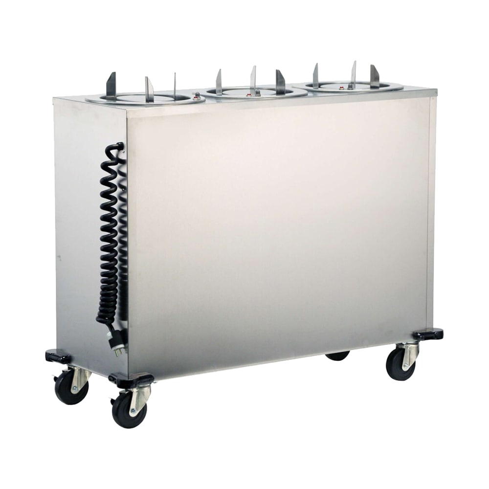 121-975120 51 13/16" Heated Mobile Dish Dispenser w/ (3) Columns - Stainless, 120v