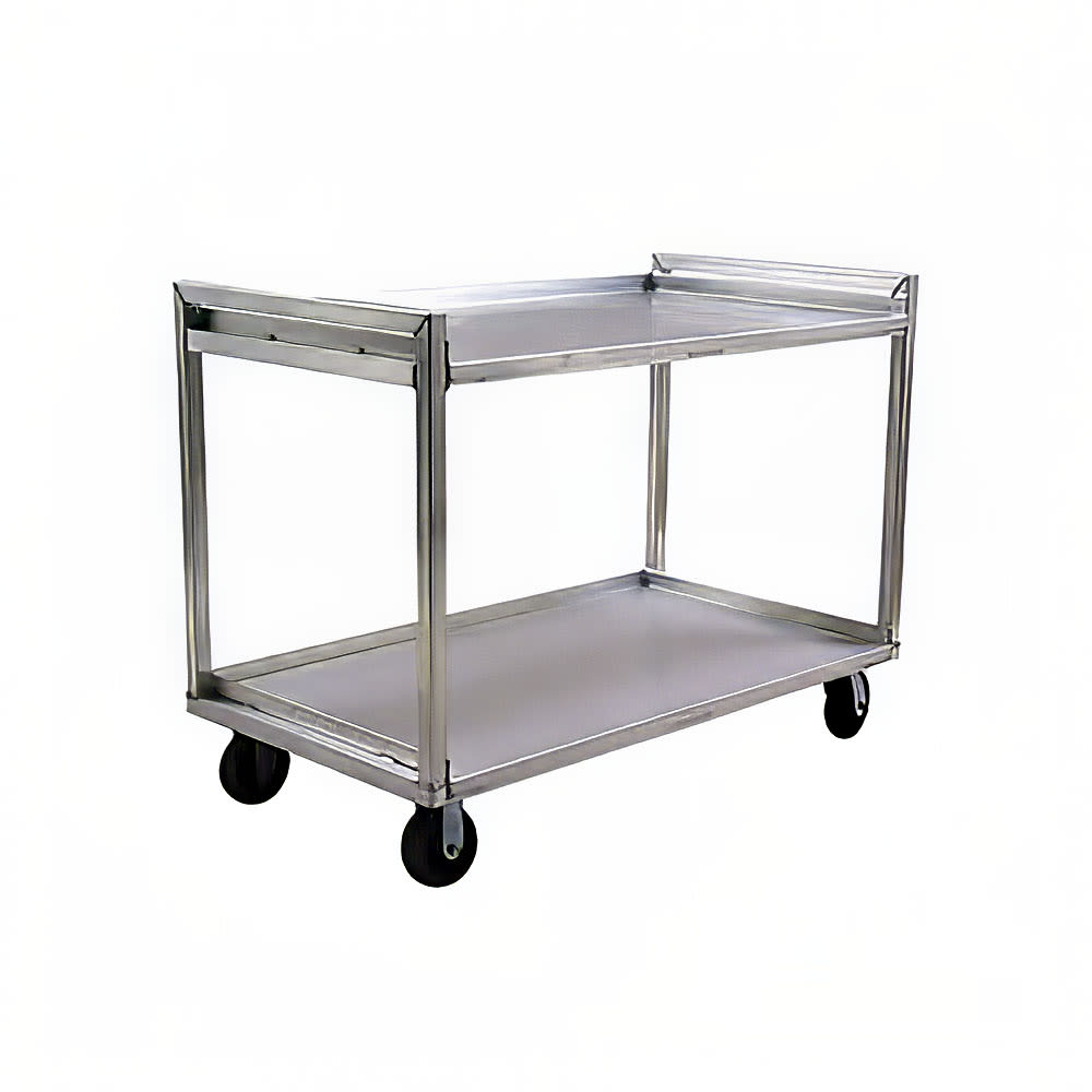 121-PB2937 2 Level Aluminum Correctional Utility Cart w/ 2000 lb Capacity, Raised Ledges