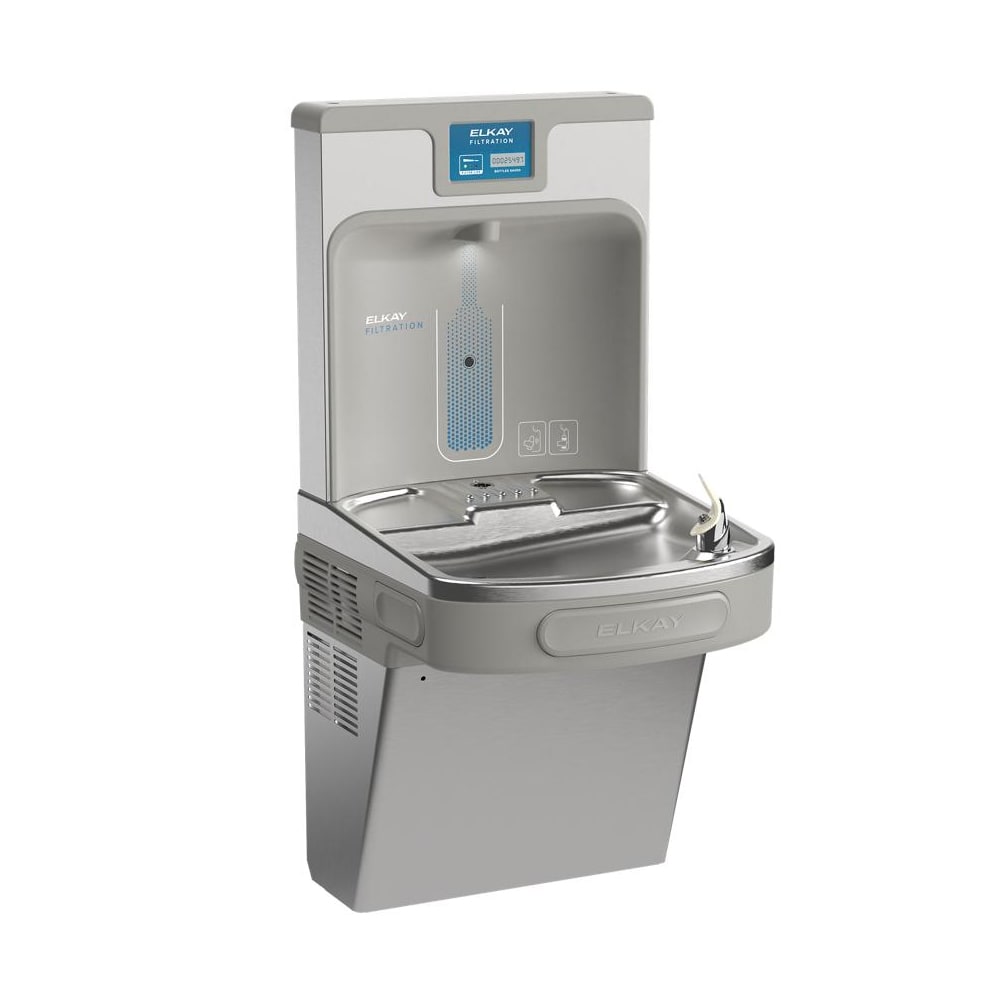 189-LZS8WSSP Wall Mount Drinking Fountain w/ Bottle Filler - Filtered, Refrigerated, Stainless