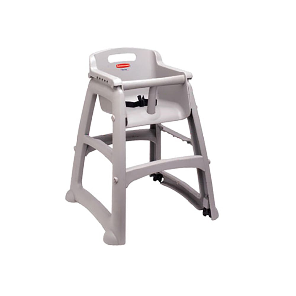 007-780608PL 29 3/4" Stackable Plastic High Chair w/ Waist Strap, Platinum
