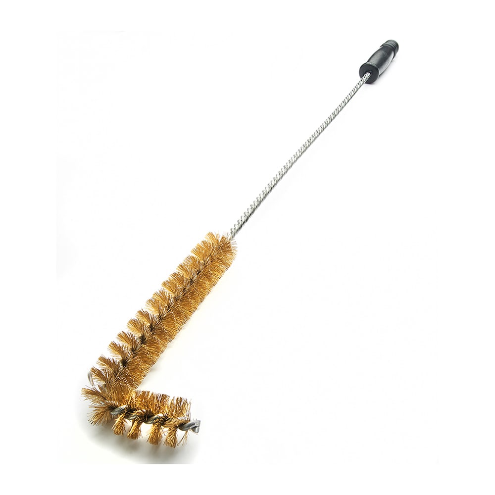 381-30330 26 1/2" Royal Series L-Shaped Fryer Brush - Brass Bristles, Plastic Black Handle