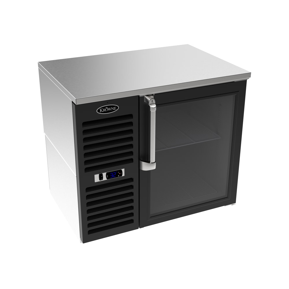 381-LS36LGSS 36" Bar Refrigerator - 1 Swinging Glass Door, Black, 115v