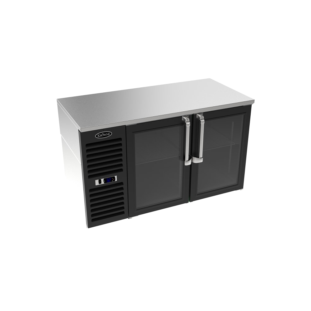 381-LS52LGSS 52" Bar Refrigerator - 2 Swinging Glass Doors, Black, 115v