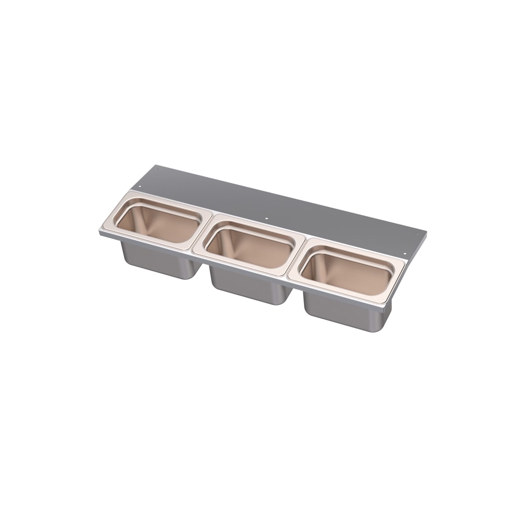 381-KRUMGT3 (3) Compartment Bar Garnish Tray - No Lid, Undermount