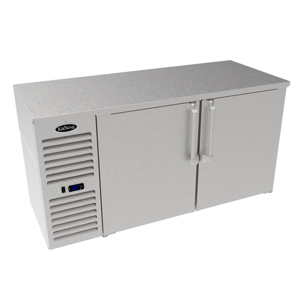381-LS60LSNS 60" Bar Refrigerator - 2 Swinging Solid Doors, Silver, 115v