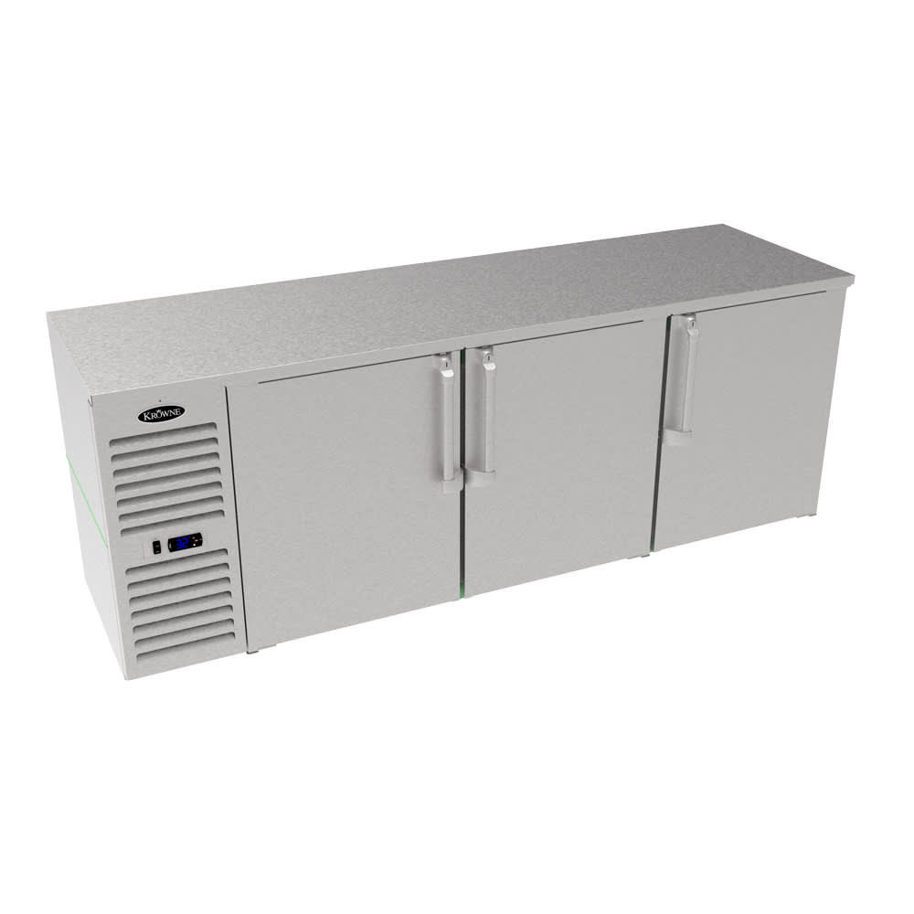 381-LS84RSSS 84" Bar Refrigerator - 3 Swinging Solid Doors, Silver, 115v