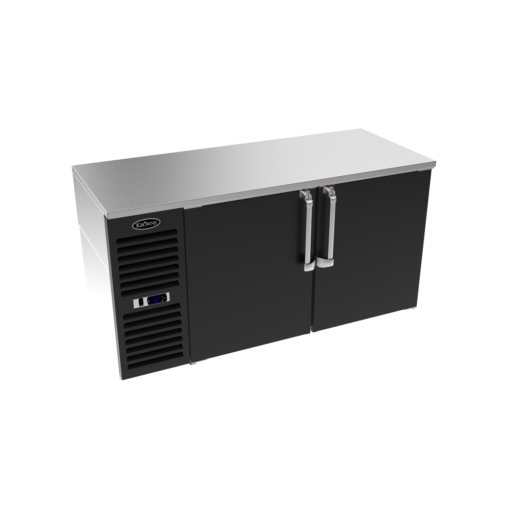 381-LS60LBSS 60" Bar Refrigerator - 2 Swinging Solid Doors, Black, 115v