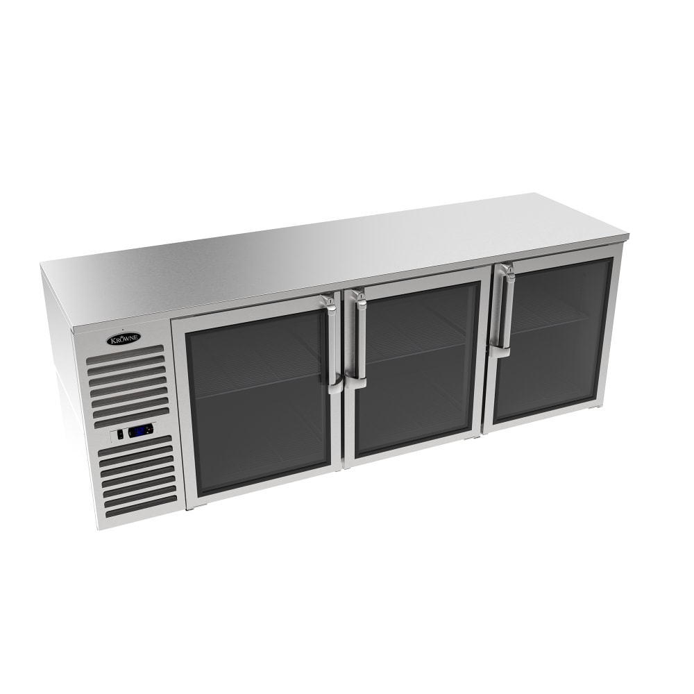 381-LS84LKNS 84" Bar Refrigerator - 3 Swinging Glass Doors, Silver, 115v