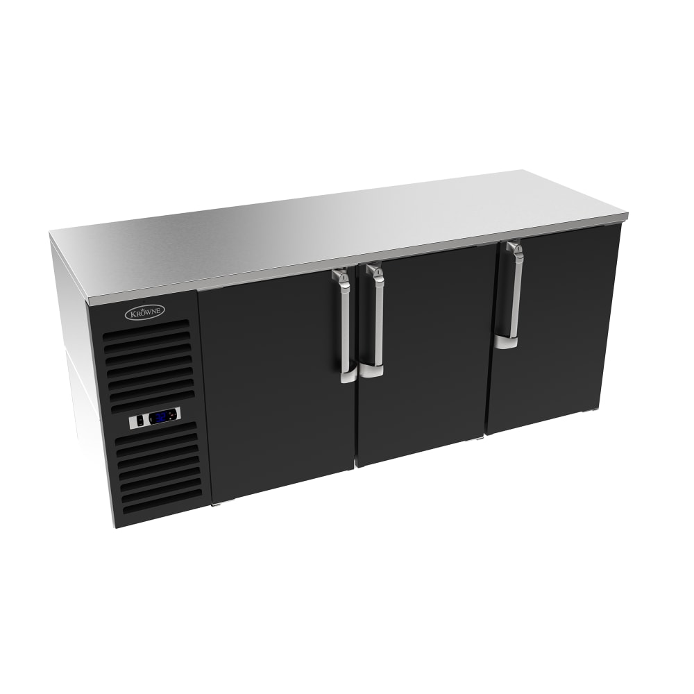 381-LS72RBSS 72" Bar Refrigerator - 3 Swinging Solid Doors, Black, 115v