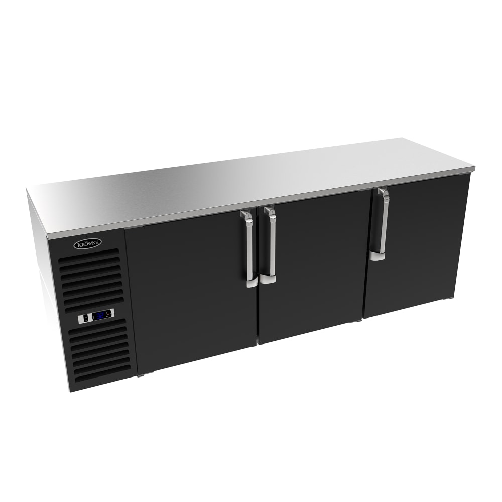 381-LS84LBNS 84" Bar Refrigerator - 3 Swinging Solid Doors, Black, 115v