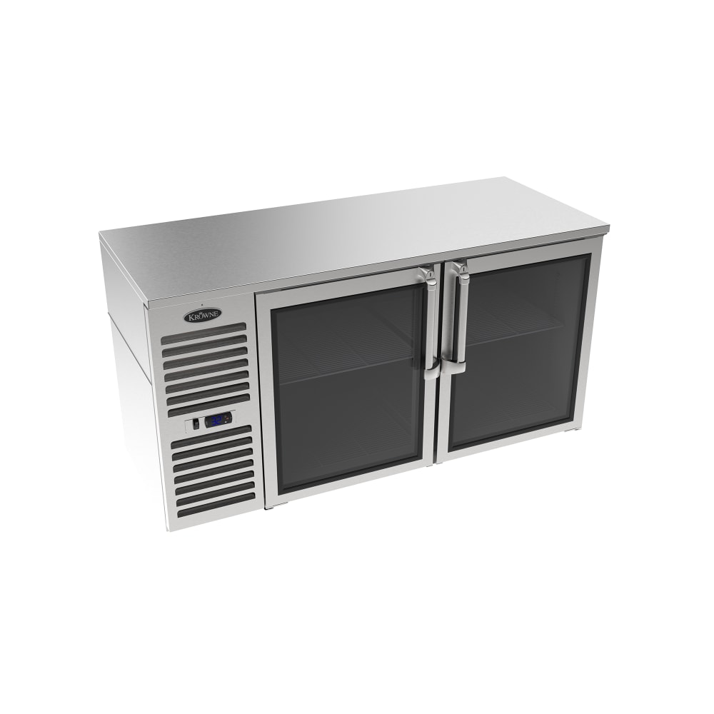 381-LS60RKNS 60" Bar Refrigerator - 2 Swinging Glass Doors, Silver, 115v