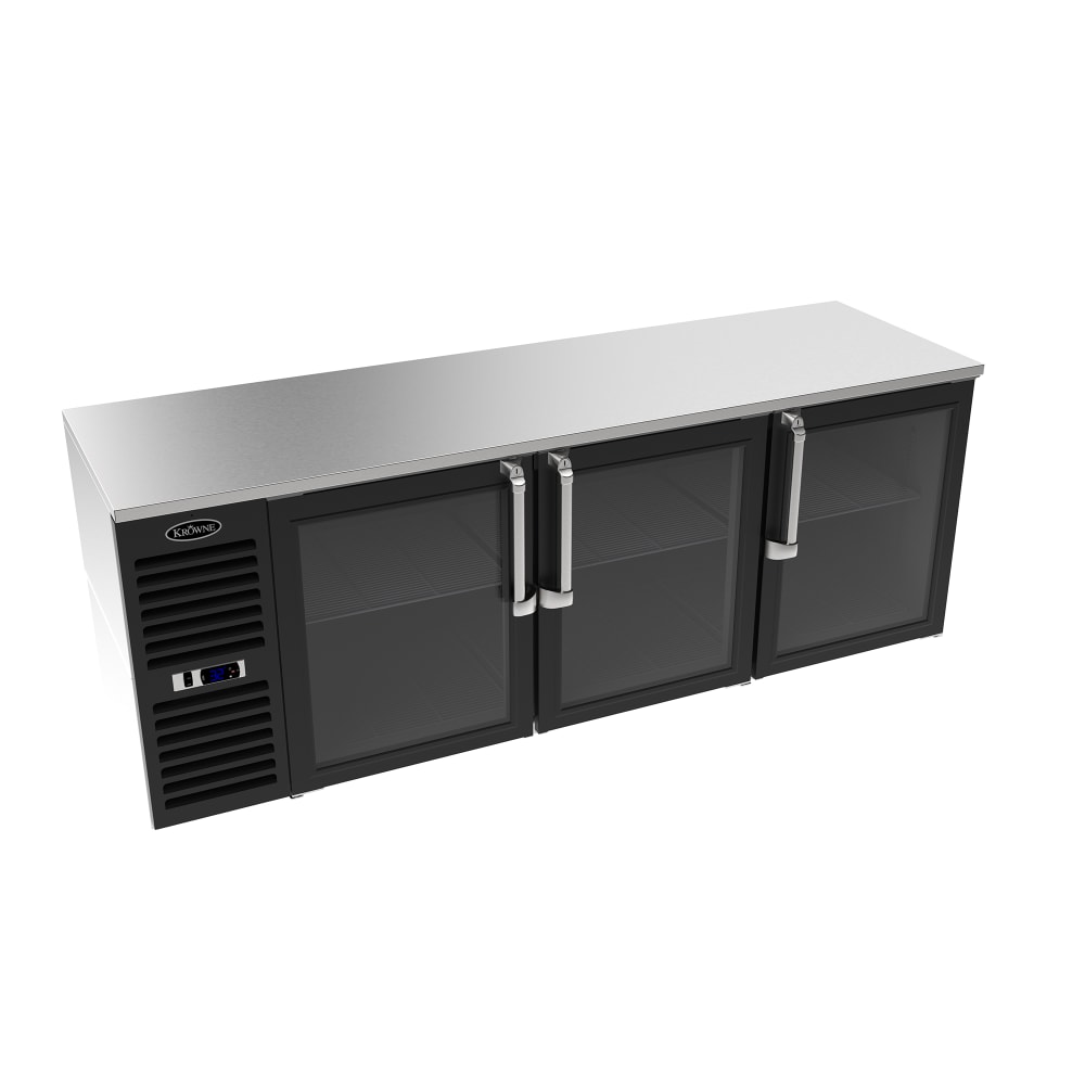 381-LS84RGSS 84" Bar Refrigerator - 3 Swinging Glass Doors, Black, 115v