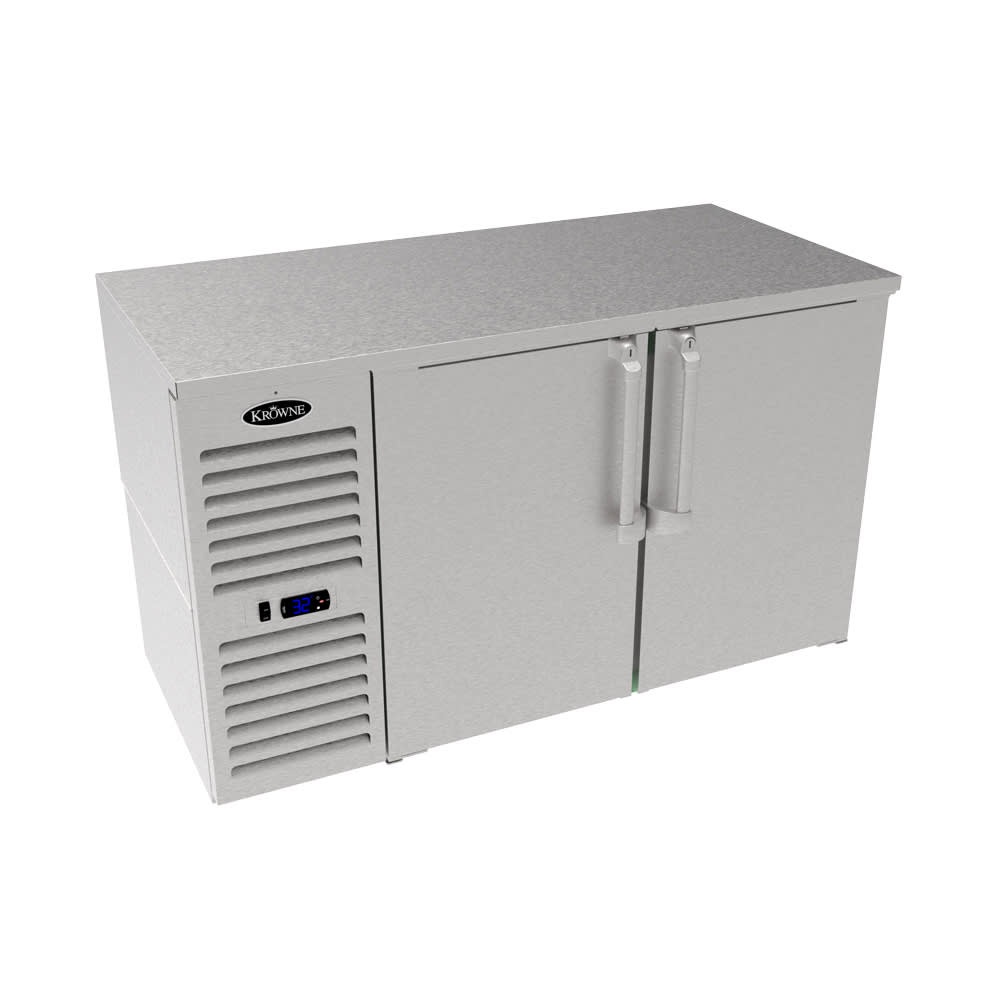 381-LS52RSNS 52" Bar Refrigerator - 2 Swinging Solid Doors, Silver, 115v