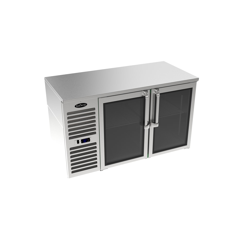 381-LS52RKSS 52" Bar Refrigerator - 2 Swinging Glass Doors, Silver, 115v
