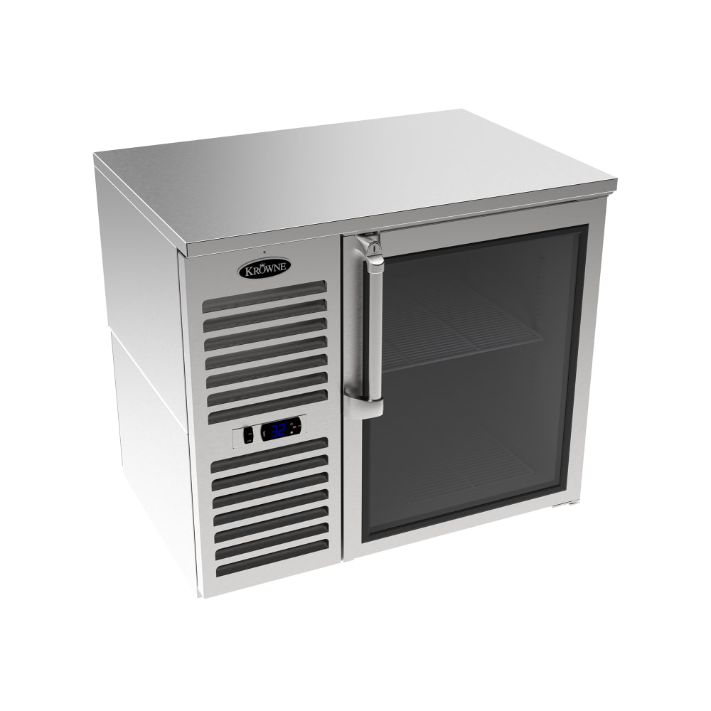 381-LS36RKSS 36" Bar Refrigerator - 1 Swinging Glass Door, Silver, 115v