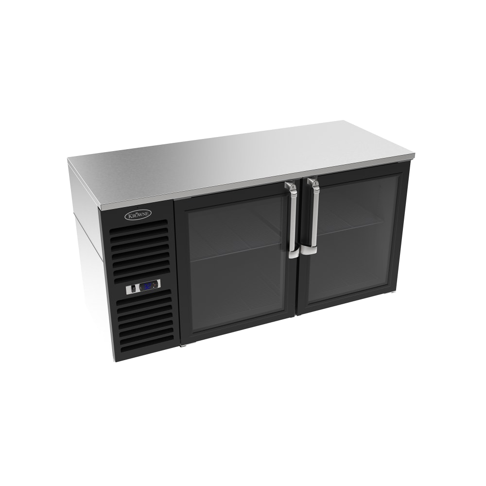 381-LS60LGNS 60" Bar Refrigerator - 2 Swinging Glass Doors, Black, 115v