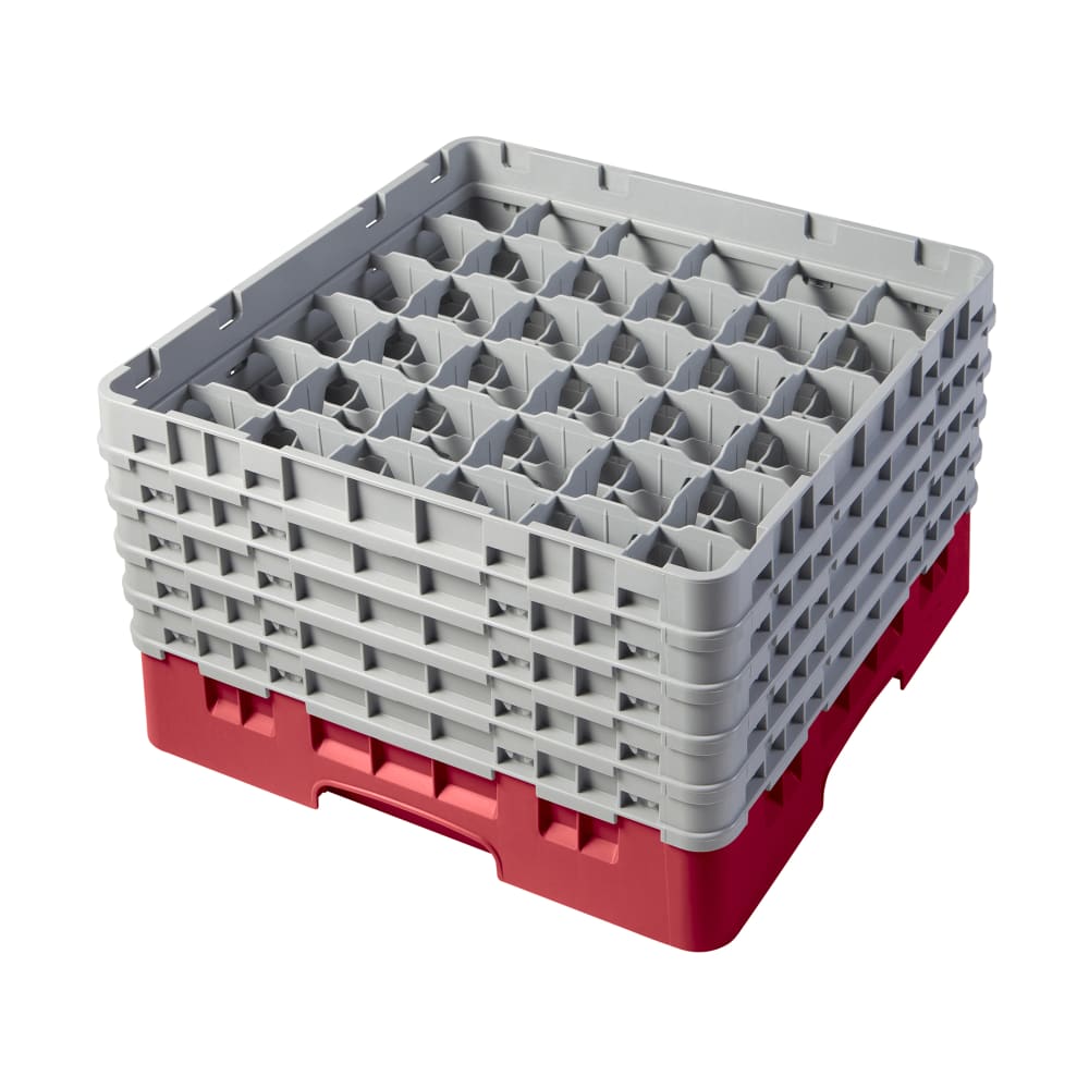 144-36S1058163 Camrack® Glass Rack w/ 36 Compartments - 5 Gray Extenders, Red