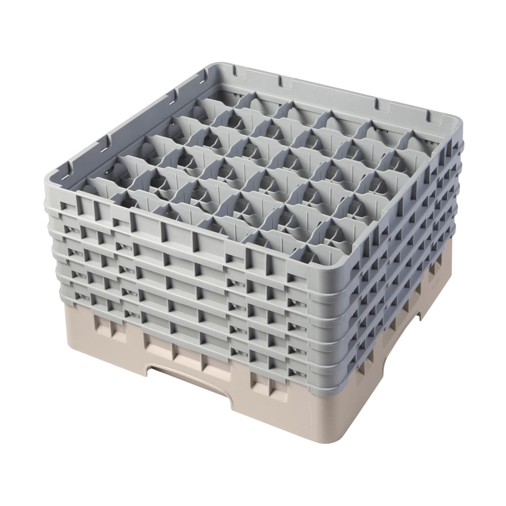 144-36S1058184 Camrack® Glass Rack w/ 36 Compartments - 5 Gray Extenders, Beige