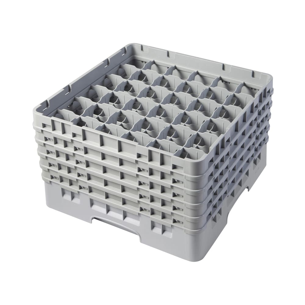 144-36S1058151 Camrack® Glass Rack w/ 36 Compartments - 5 Gray Extenders, Soft Gray