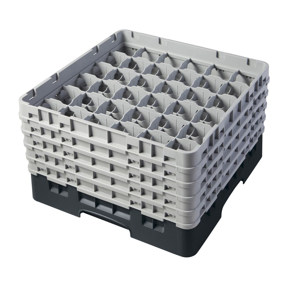 144-36S1058110 Camrack® Glass Rack w/ 36 Compartments - 5 Gray Extenders, Black