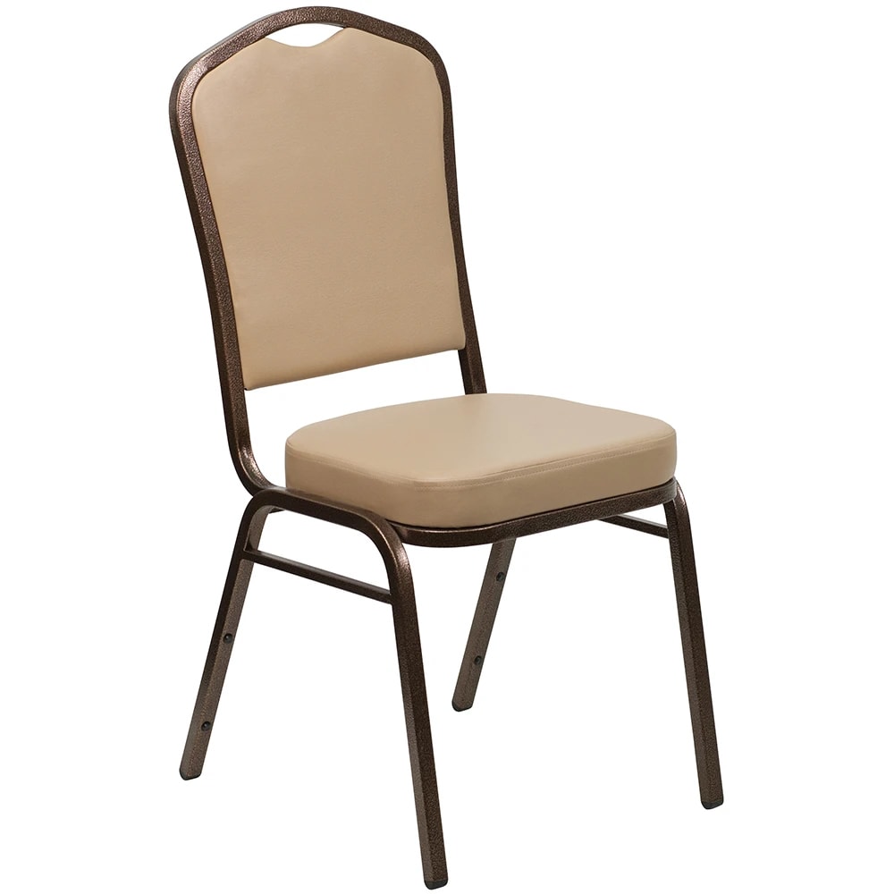 999-M001 Stackable Banquet Chair - Copper Steel Frame w/ Tan Vinyl Back & Seat