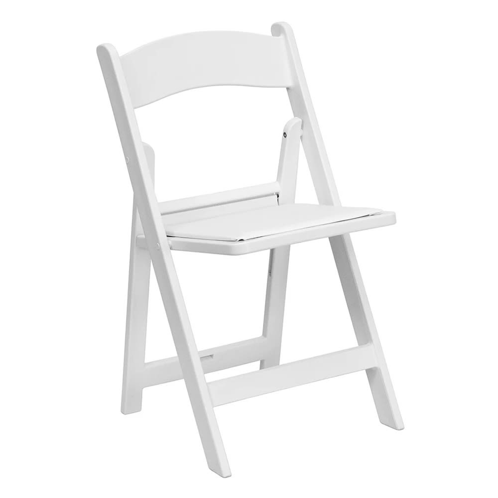 999-M011 Indoor/Outdoor Folding Chair - White Vinyl Back & Seat w/ White Resin Frame