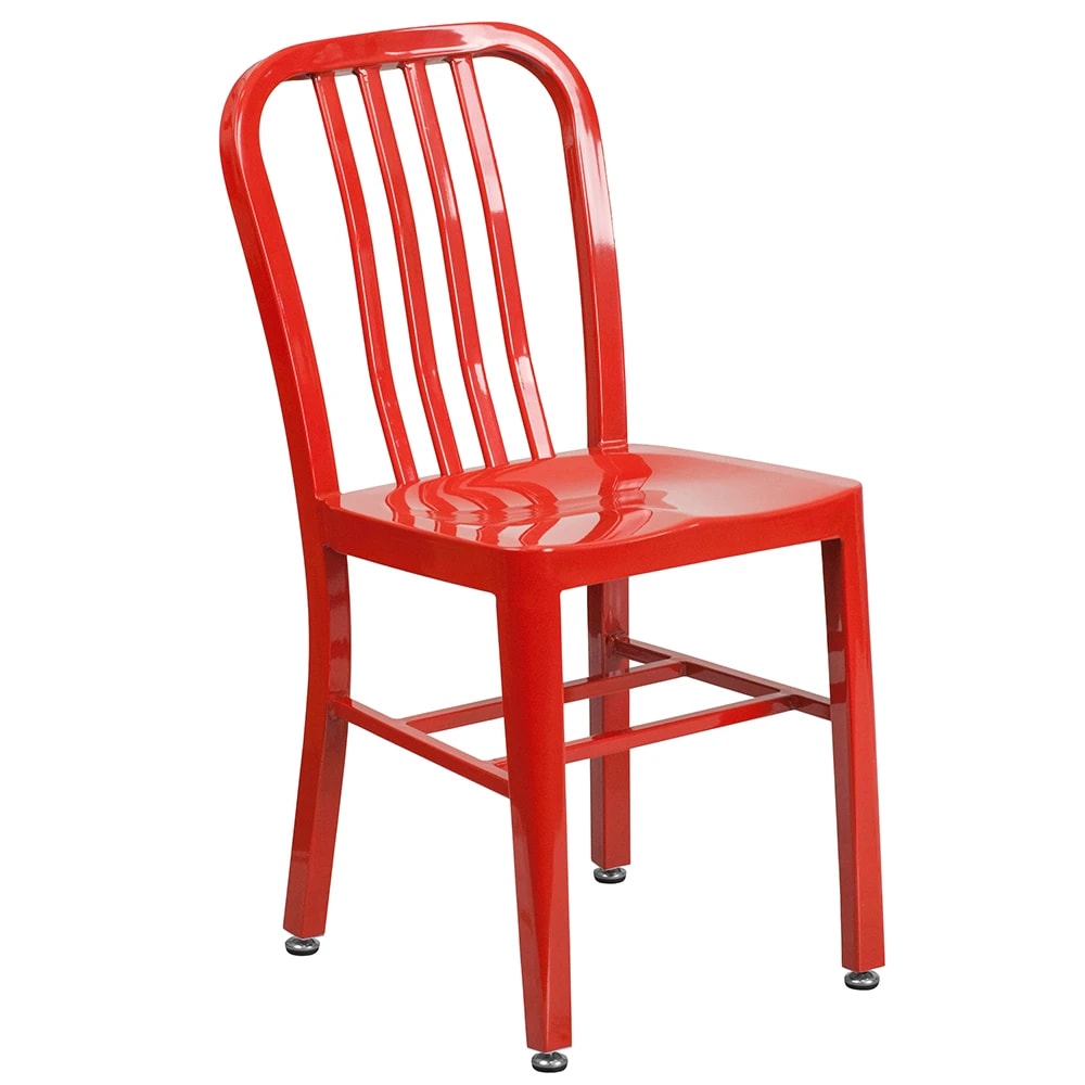 999-M025 Chair w/ Vertical Slat Back - Steel, Red