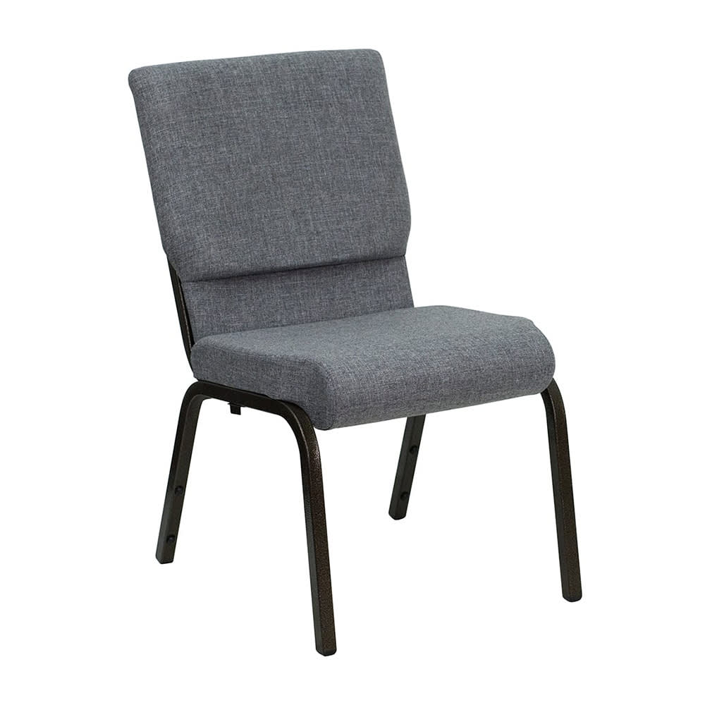 999-M110 Stacking Church Chair w/ Gray Polyester Back & Seat - Steel Frame, Gold Vein