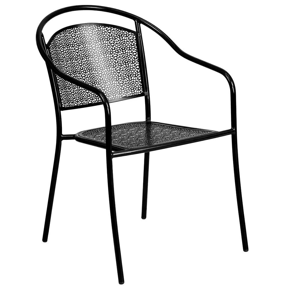 999-M088 Outdoor Stackable Armchair w/ Curved Round Back - Steel, Black