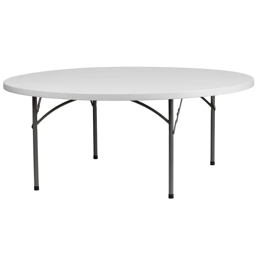 999-M071 72" Round Folding Table w/ Granite White Plastic Top, 29"H