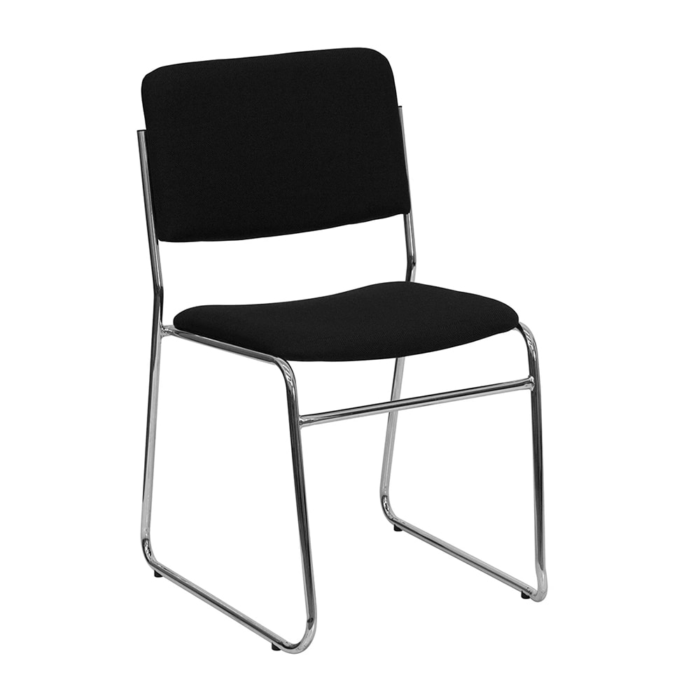 999-M149 Stacking Chair w/ Black Fabric Back & Seat - Steel Frame, Chrome