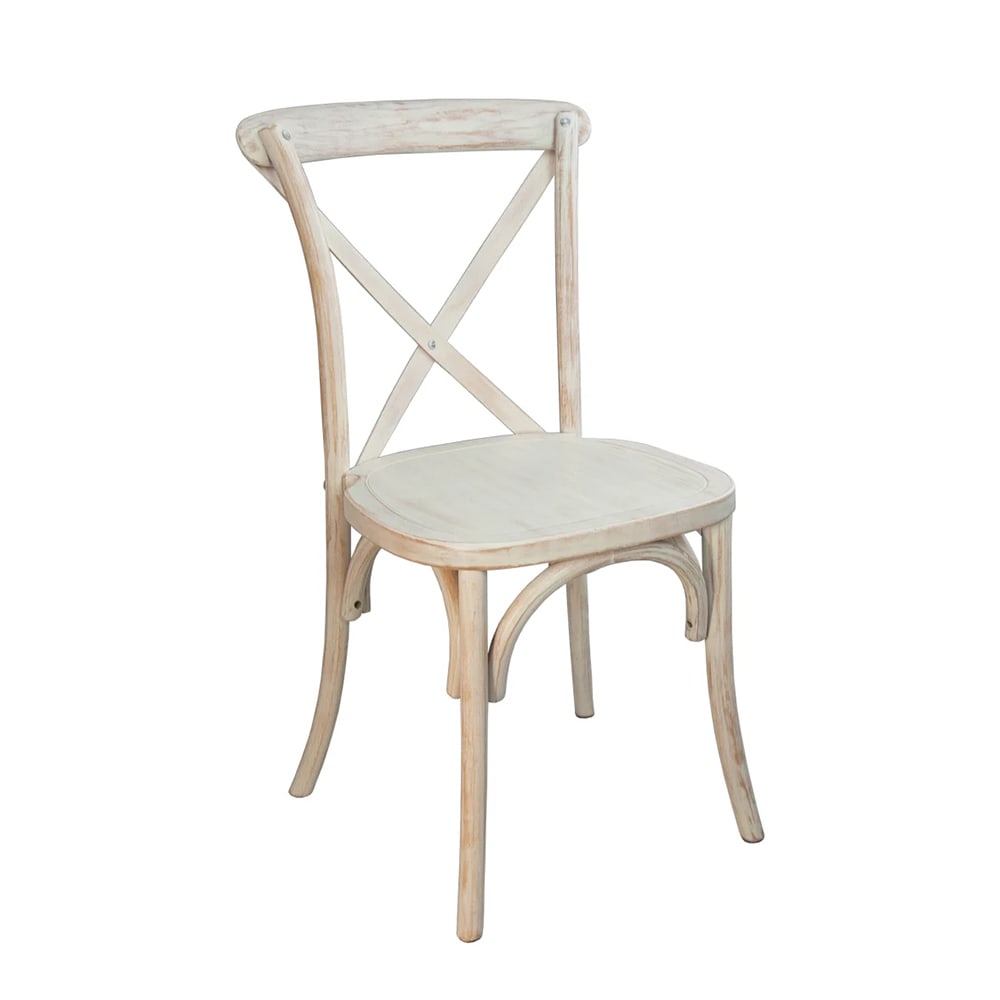 999-M107 Dining Chair w/ Cross Back - Elmwood w/ Lime Wash Finish